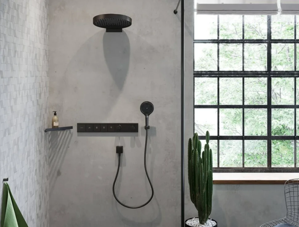 Термостатический смеситель встраиваемый Hansgrohe RainSelect 15382670 С ВНУТРЕННЕЙ ЧАСТЬЮ, матовый черный