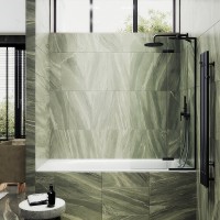 Шторка на ванну Maybahglass MGV-915-6 99 см, профиль черный, стекло прозрачное