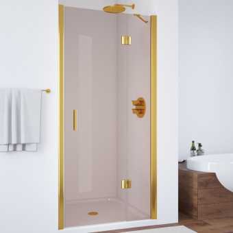 Душевая дверь в нишу Vegas Glass AFP 110 09 05 R вход 63 см, профиль золото, стекло бронза
