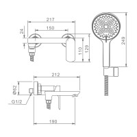 Смеситель для ванны Raglo R03.30.09, графит