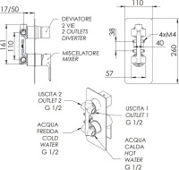 Встраиваемый смеситель для душа и ванны Remer Energy EY92KBNO С ВНУТРЕННЕЙ ЧАСТЬЮ, черный матовый