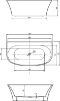 Акриловая ванна Vincea VBT-423-1700 170x90 см, пристенная, белая, овальная, с каркасом, со сливом-переливом