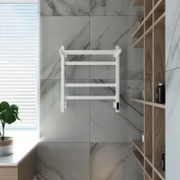 Полотенцесушитель электрический Grota Tela 530х600 RAL9016 EL 60x55 см, подключение справа, слева, скрытое подключение справа, матовый белый, лесенка, из стали, с полкой