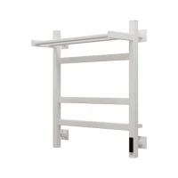 Полотенцесушитель электрический Grota Tela 530х600 RAL9016 EL 60x55 см, подключение справа, слева, скрытое подключение справа, матовый белый, лесенка, из стали, с полкой