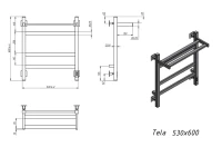 Полотенцесушитель электрический Grota Tela 530х600 RAL9016 EL 60x55 см, подключение справа, слева, скрытое подключение справа, матовый белый, лесенка, из стали, с полкой