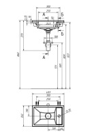 Консоль с раковиной Belux Мини 40 подвесная, цвет консоли черный, сифон квадратный, черный