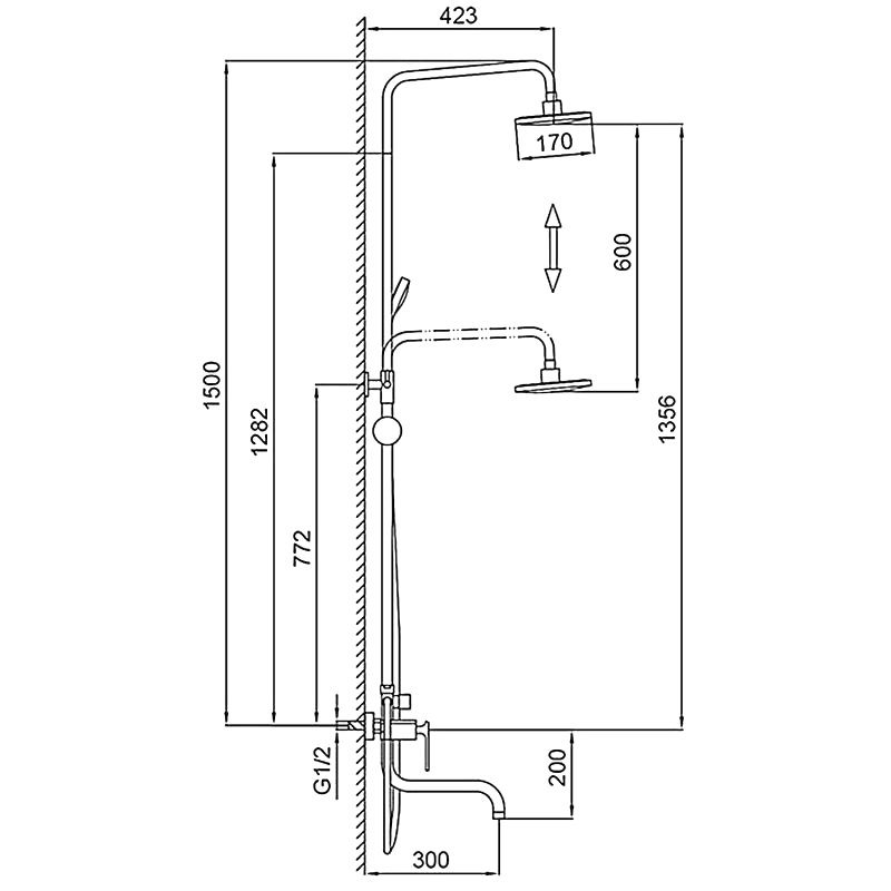 Душевая стойка Frap F24002 с крючками, хром