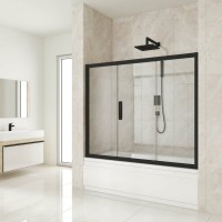 Шторка на ванну Kubele DE019 P3-CLN-BLMT 175х150 см, профиль матовый черный