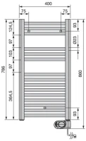 Полотенцесушитель электрический Zehnder Aura PBECZ-080-040/MQ CR 80x40 хром