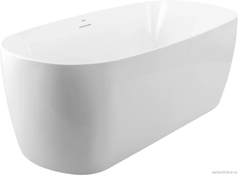 Акриловая ванна BelBagno BB415 170x80 см, отдельностоящая, белая, овальная, со сливом-переливом, с донным клапаном
