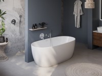 Акриловая ванна BelBagno BB415 170x80 см, отдельностоящая, белая, овальная, со сливом-переливом, с донным клапаном