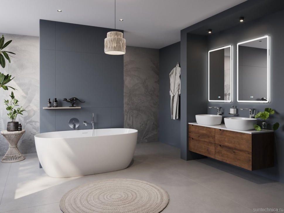 Акриловая ванна BelBagno BB415 170x80 см, отдельностоящая, белая, овальная, со сливом-переливом, с донным клапаном