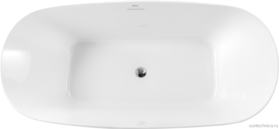 Акриловая ванна BelBagno BB415 170x80 см, отдельностоящая, белая, овальная, со сливом-переливом, с донным клапаном
