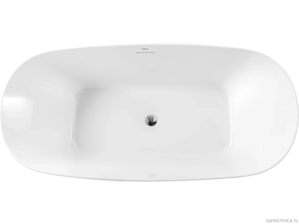 Акриловая ванна BelBagno BB415 170x80 см, отдельностоящая, белая, овальная, со сливом-переливом, с донным клапаном