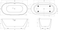 Акриловая ванна BelBagno BB415 170x80 см, отдельностоящая, белая, овальная, со сливом-переливом, с донным клапаном