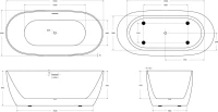 Акриловая ванна BelBagno BB415 170x80 см, отдельностоящая, белая, овальная, со сливом-переливом, с донным клапаном