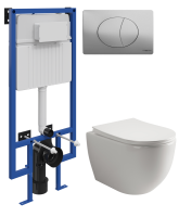 Комплект Унитаз подвесной Ceramicanova Mia Rimless CN1805 + Инсталляция STWORKI + Кнопка 230823 хром матовый
