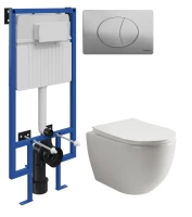 Комплект Унитаз подвесной Ceramicanova Mia Rimless CN1805 + Инсталляция STWORKI + Кнопка 230823 хром матовый