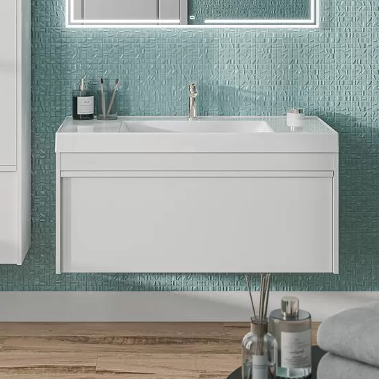 Тумба под раковину без столешницы KERAMA MARAZZI Modula 100 подвесная, глянцевая белая