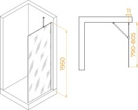 Душевая перегородка RGW Walk In WA-102W 80x195 см, профиль матовый белый, стекло прозрачное