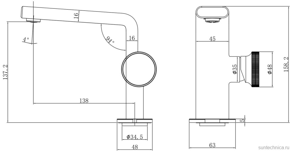 Смеситель для раковины Black&White Gravity 7207GM gun metal