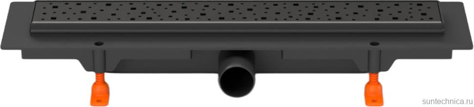 Душевой трап (лоток) MCH Chudej Square CH350SC 35 см, решетка матовая черная, с сифоном