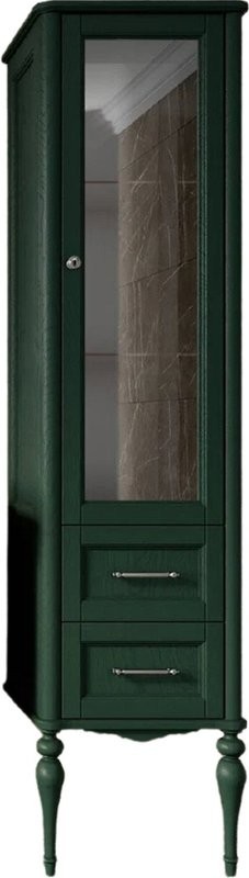 Шкаф пенал для ванной ValenHouse Эстетика R, зеленый, ручки хром