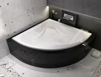 Акриловая ванна Riho Neo 150x150 см, угловая, пристенная, белая, четверть круга, на ножках, с сиденьем, со сливом-переливом