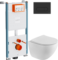Комплект Унитаз подвесной BelBagno Libero BB11051CH-TOR/SC безободковый + Инсталляция VitrA V-Fix Core 732-5800-01PV + Кнопка Root Round 740-2211 черная матовая