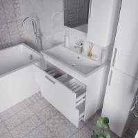 Тумба с раковиной Grossman Neo 80 эмаль, с ящиками, глянцевая белая