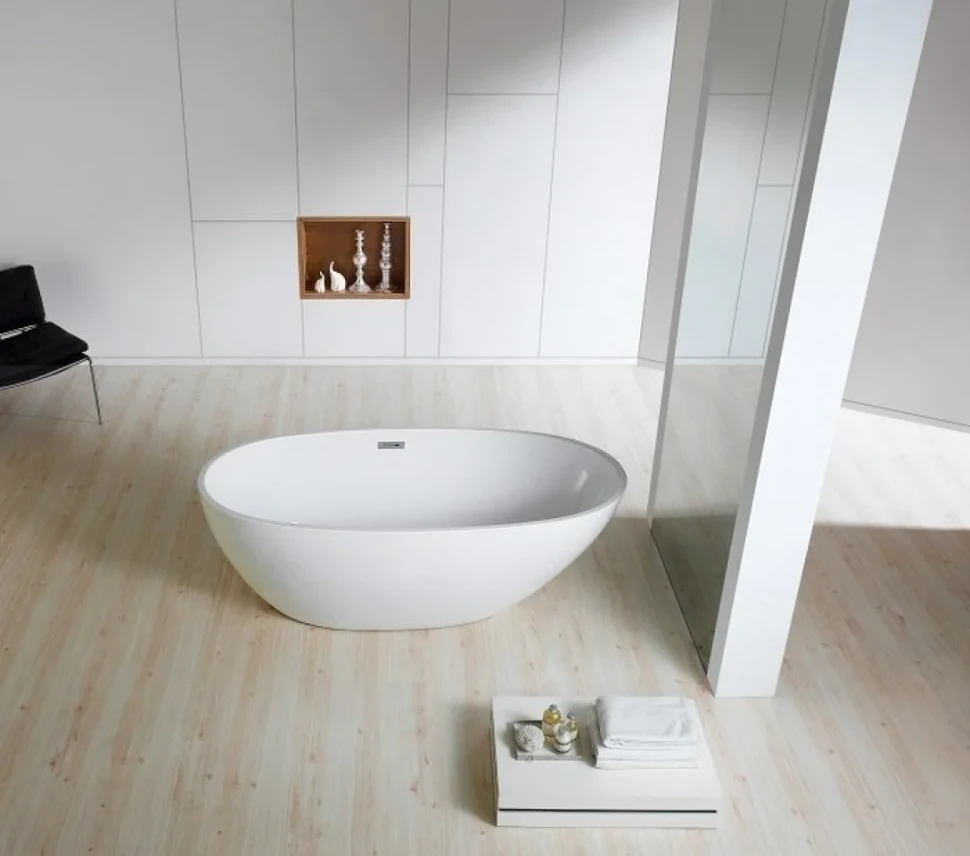 Ванна акриловая Azario LEEDS 1685х840х580, свободностоящая, в комплекте с сифоном и металлической рамой (LEE17085)