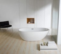 Ванна акриловая Azario LEEDS 1685х840х580, свободностоящая, в комплекте с сифоном и металлической рамой (LEE17085)