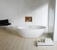Ванна акриловая Azario LEEDS 1685х840х580, свободностоящая, в комплекте с сифоном и металлической рамой (LEE17085)