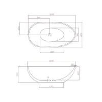 Ванна акриловая Azario LEEDS 1685х840х580, свободностоящая, в комплекте с сифоном и металлической рамой (LEE17085)