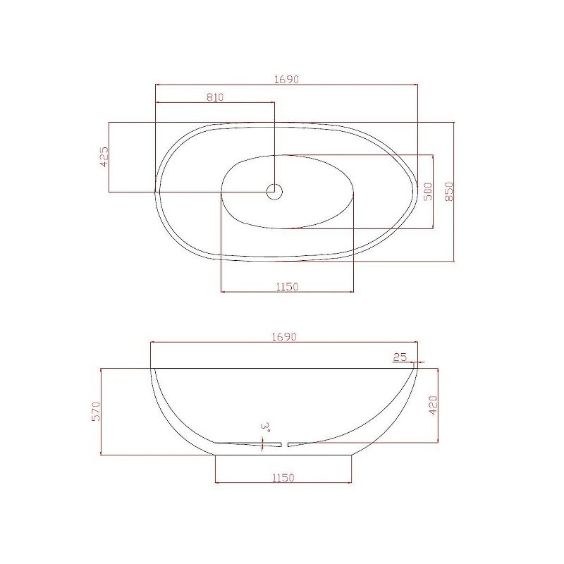 Ванна акриловая Azario LEEDS 1685х840х580, свободностоящая, в комплекте с сифоном и металлической рамой (LEE17085)