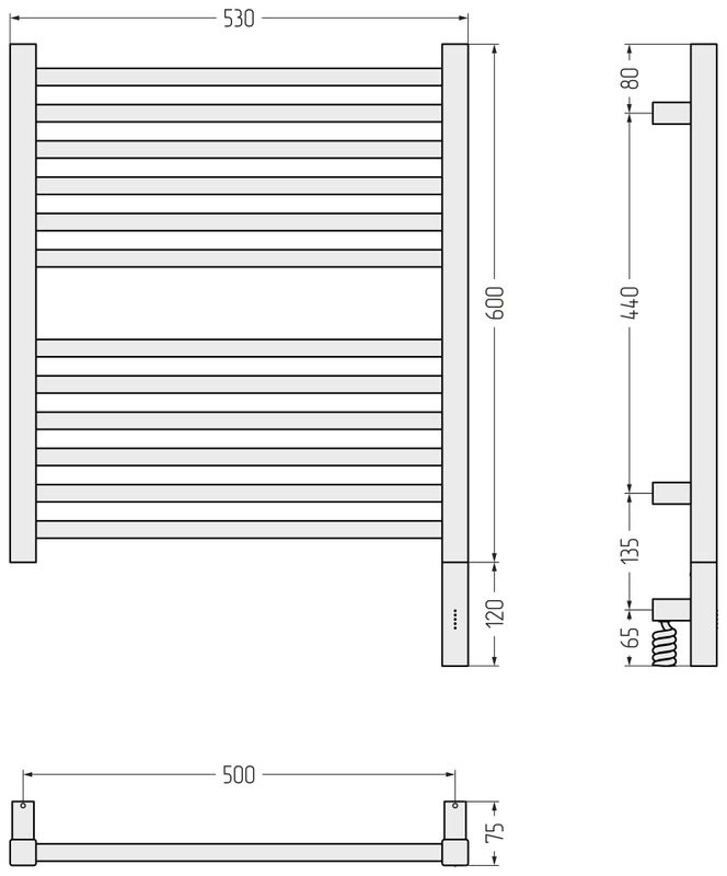 Полотенцесушитель электрический Сунержа Модус 3.1 020-5901-6050 70x55 см, подключение справа, шампань, лесенка