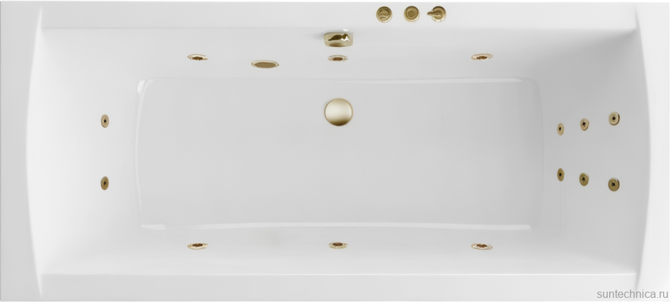 Акриловая ванна Excellent Aquaria Lux Smart 180x80 см, встраиваемая, с гидромассажем, белая, с каркасом, со сливом-переливом, фурнитура бронза