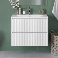 Тумба с раковиной BelBagno Uno 80 подвесная, 2 ящика, bianco opaco