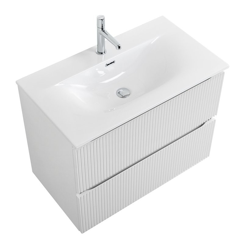 Тумба с раковиной BelBagno Uno 80 подвесная, 2 ящика, bianco opaco