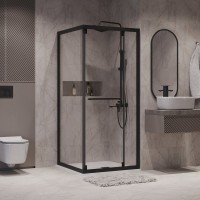 Душевой уголок Niagara Nova NG-6835-34BLACK 100x100, профиль черный матовый, стекло прозрачное