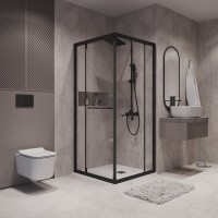 Душевой уголок Niagara Nova NG-6835-34BLACK 100x100, профиль черный матовый, стекло прозрачное