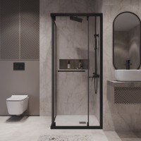 Душевой уголок Niagara Nova NG-6835-34BLACK 100x100, профиль черный матовый, стекло прозрачное