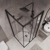 Душевой уголок Niagara Nova NG-6835-34BLACK 100x100, профиль черный матовый, стекло прозрачное