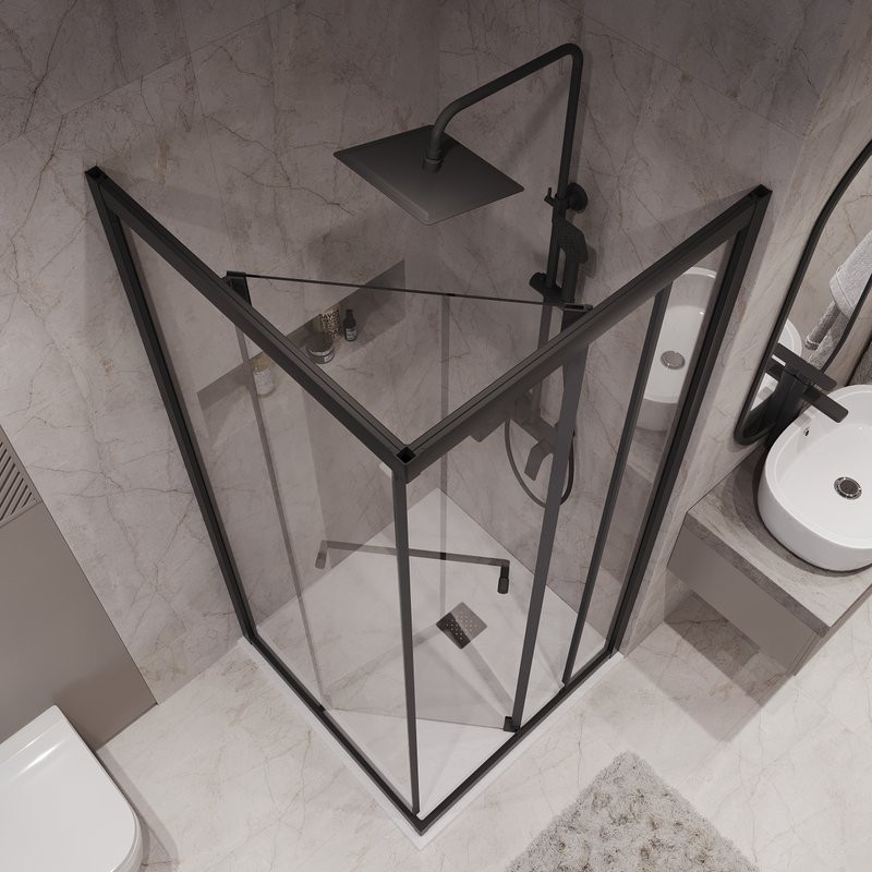 Душевой уголок Niagara Nova NG-6835-34BLACK 100x100, профиль черный матовый, стекло прозрачное