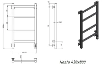 Полотенцесушитель электрический Grota Nosto 430х800 NP EL 80x45 см, подключение справа, слева, скрытое подключение справа, глянцевый хром, лесенка