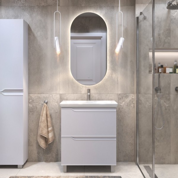 Мебель для ванной комнаты Vigo Neo 70 напольная, 2 ящика, матовая белая