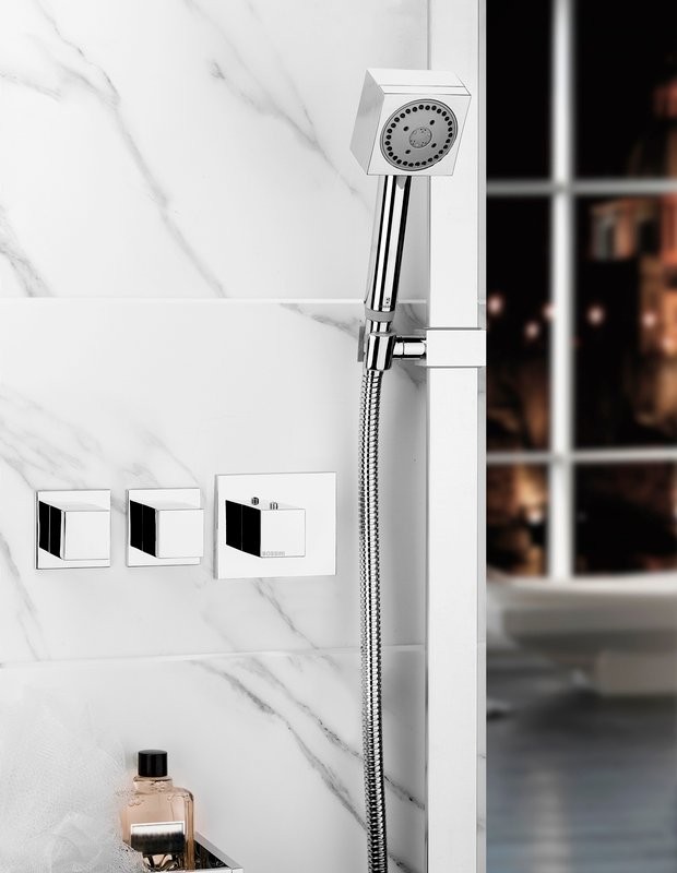 Термостатический смеситель встраиваемый Bossini Cube 2 Outlets LP Z032203 для ванны с душем, хром