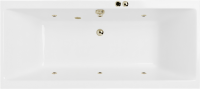 Акриловая ванна Excellent Pryzmat Soft 150x75 см, встраиваемая, с гидромассажем, белая, с каркасом, со сливом-переливом, фурнитура бронза