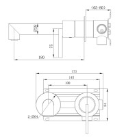 Смеситель для раковины Abber Perfekte 316 AF8A12BG С ВНУТРЕННЕЙ ЧАСТЬЮ, брашированное золото