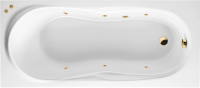 Акриловая ванна Excellent Sekwana Soft 170x75 см, встраиваемая, с гидромассажем, белая, с каркасом, со сливом-переливом, фурнитура золото